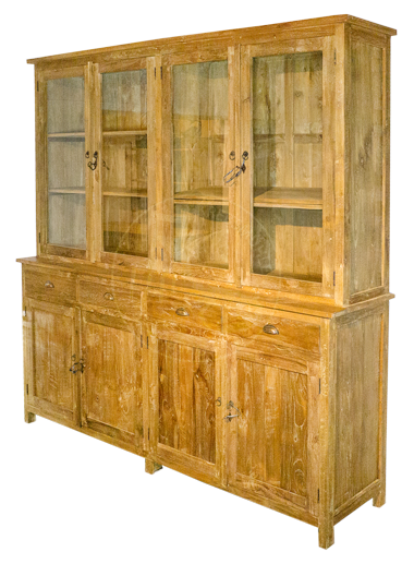 Aufsatzvitrine Duka Teak Massivholz