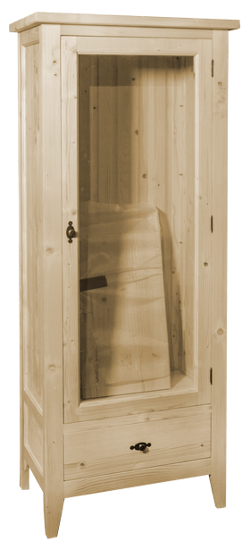 Vitrine mit Glastüre in Fichte roh